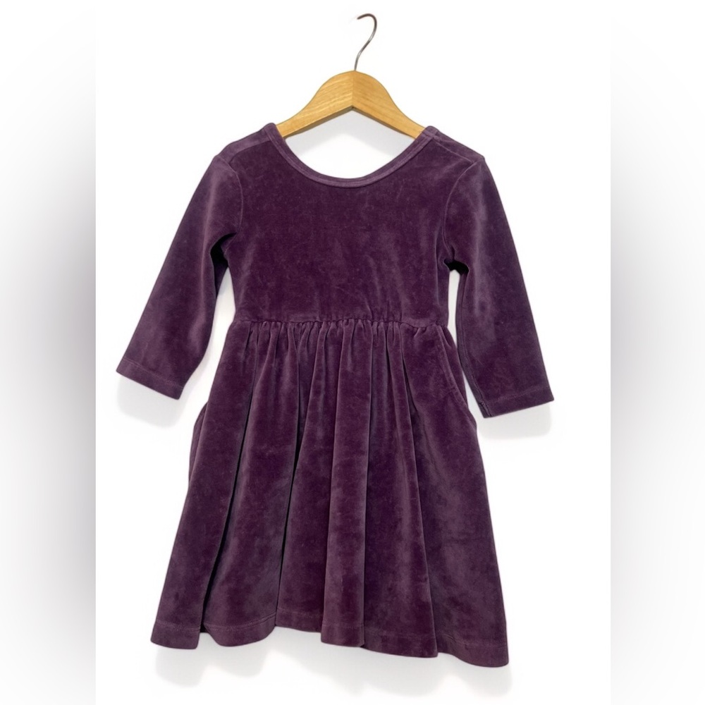 RUFFLEBUTTS VINTAGE VIOLET VELOUR TWIRL DRESS